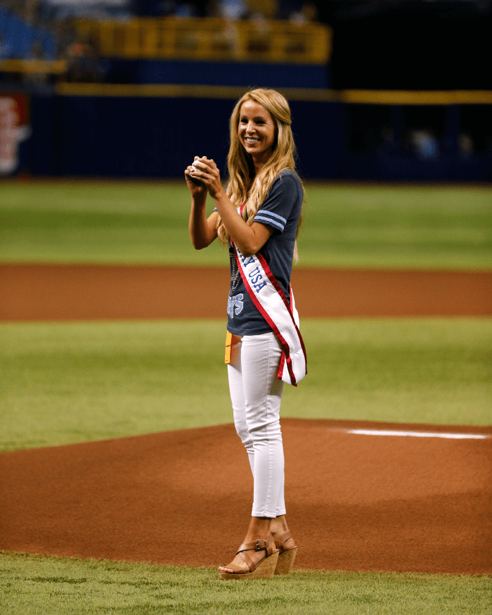 Stephanie Ziajka, Miss Tampa Bay USA, Throws the First Pitch for the Tampa Bay Rays Miss Tampa Bay USA, Miss USA, Tampa Bay Rays, First Pitch