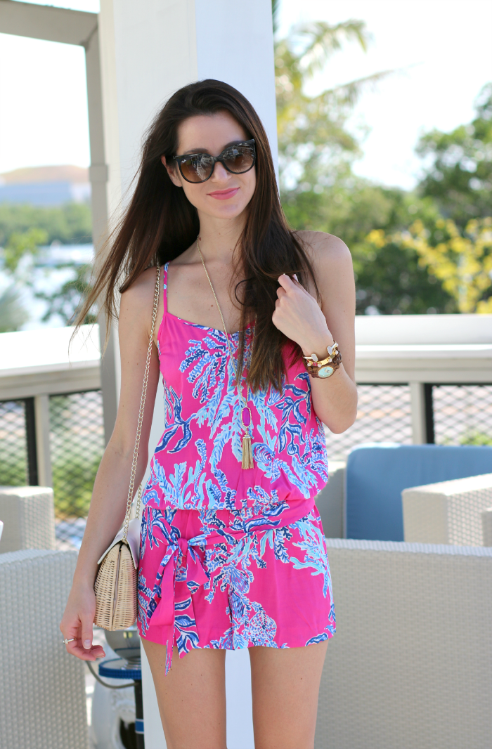 Lilly Pulitzer Dusk Romper in Capri Pink Samba styled by southern fashion blogger Stephanie Ziajka from Diary of a Debutante, Lilly Pulitzer romper, Lilly Pulitzer vacation outfit, Lilly Pulitzer Key West