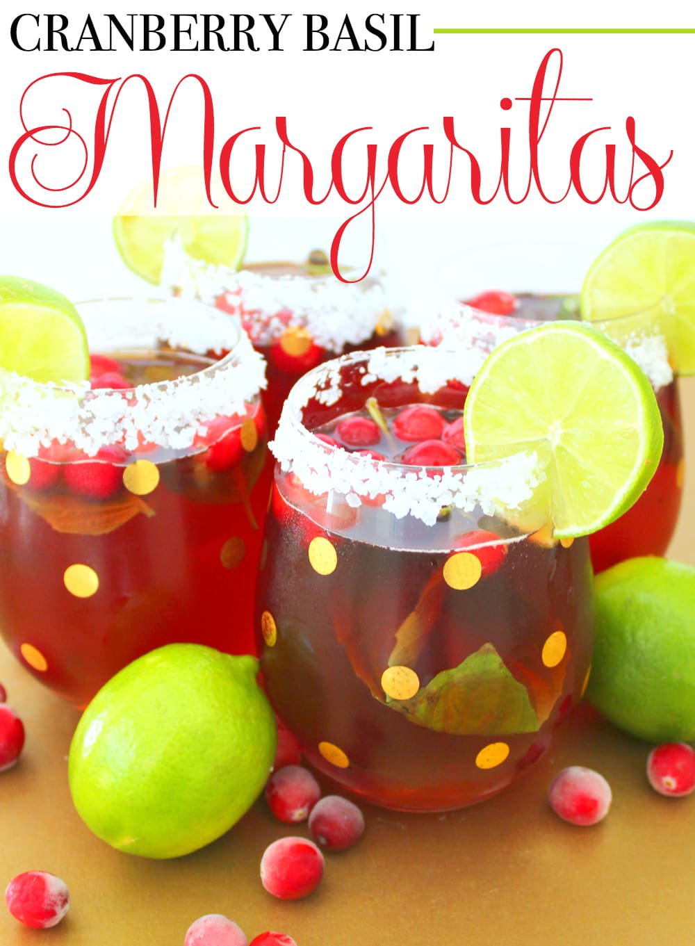 Festive cranberry basil margarita recipe made with Hornitos Tequila by southern blogger Stephanie Ziajka from Diary of a Debutante