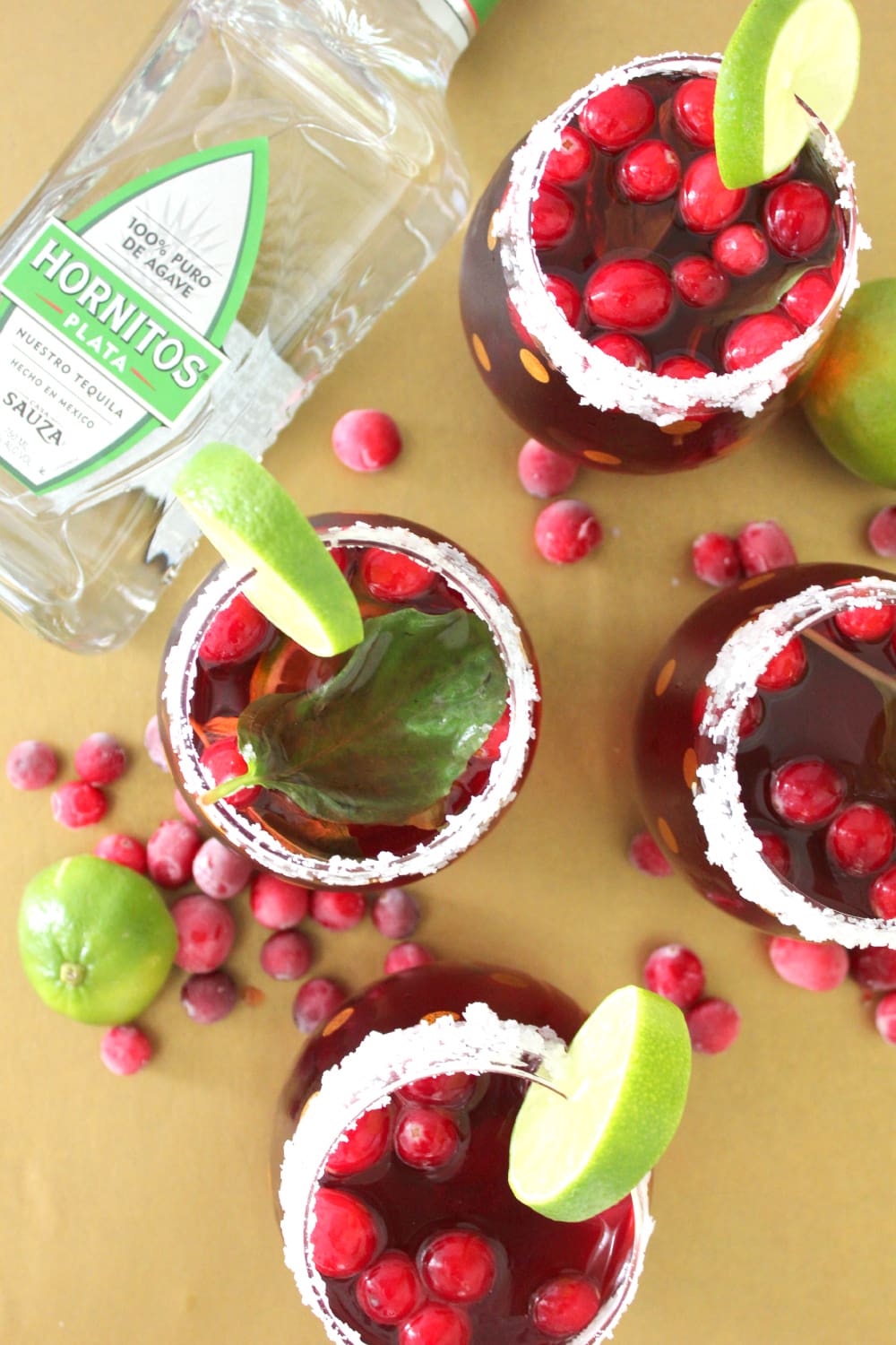 Festive cranberry basil margarita recipe made with Hornitos Tequila by southern blogger Stephanie Ziajka from Diary of a Debutante