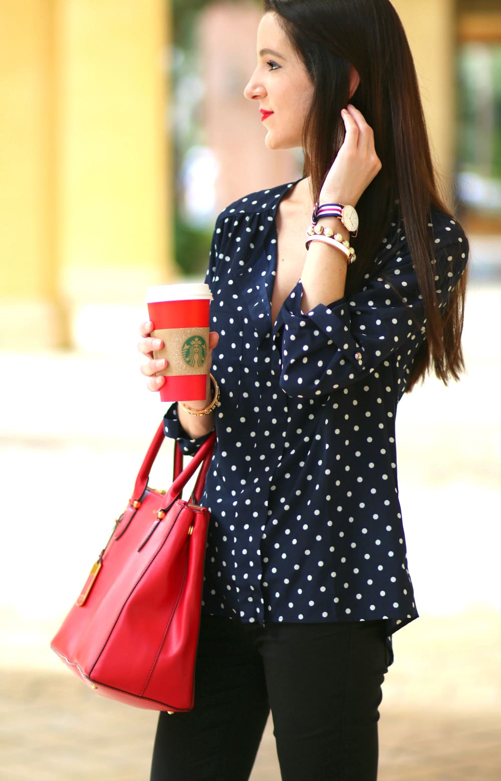 Blue Polka Dots, Polka Dot Top, Polka Dots, Holiday Outfit, Stephanie Ziajka, Diary of a Debutante