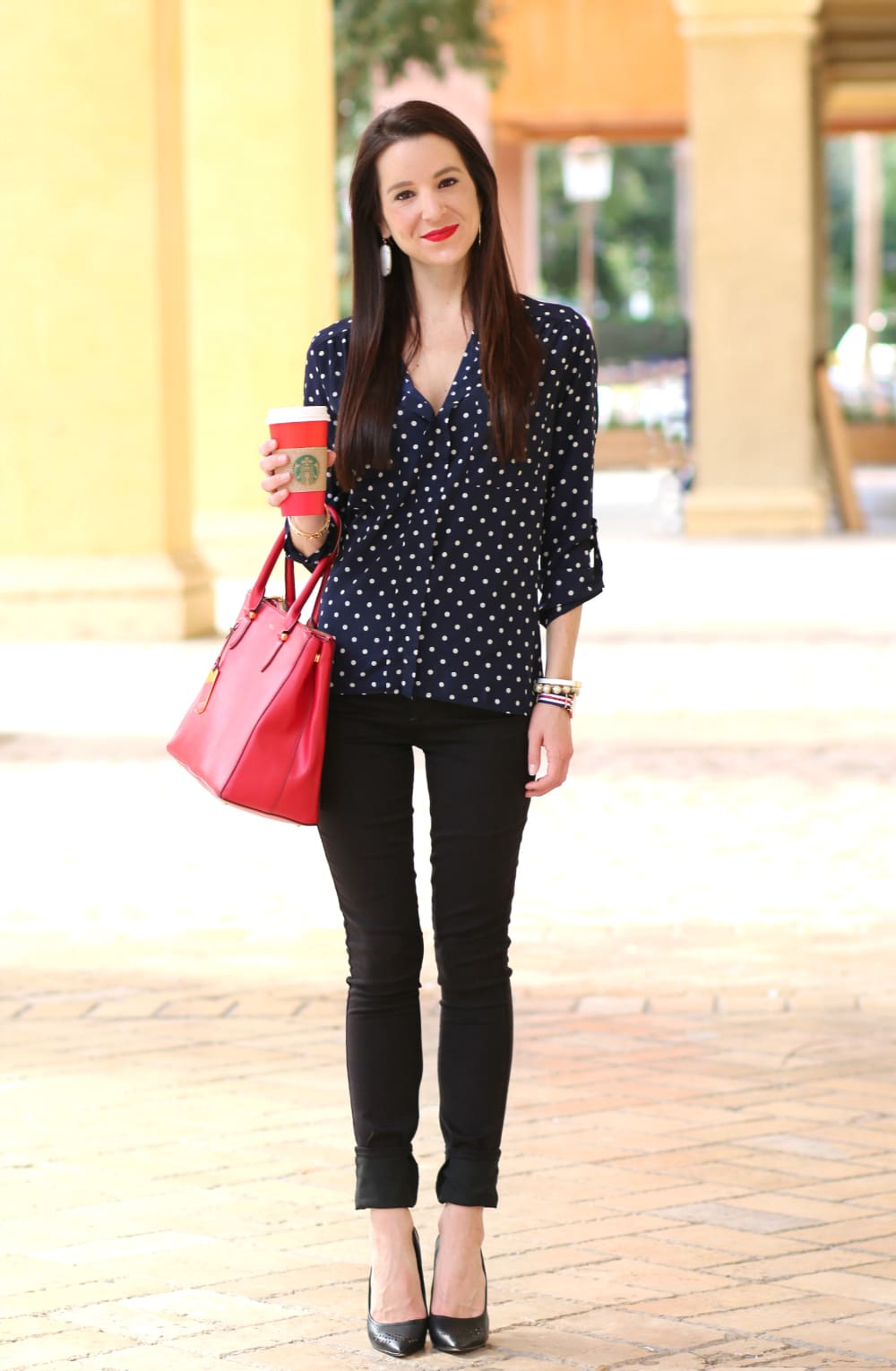 Blue Polka Dots, Polka Dot Top, Polka Dots, Holiday Outfit, Stephanie Ziajka, Diary of a Debutante