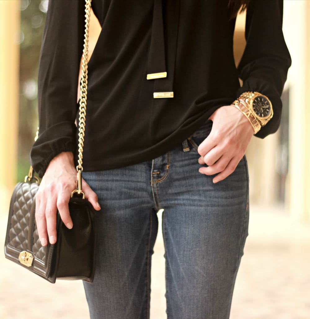 tie-neck top, Michael Kors Blouse, Black Ascot Blouse, Michael Kors Ascot Blouse, Date Night Outfit, Stephanie Ziajka, Diary of a Debutante