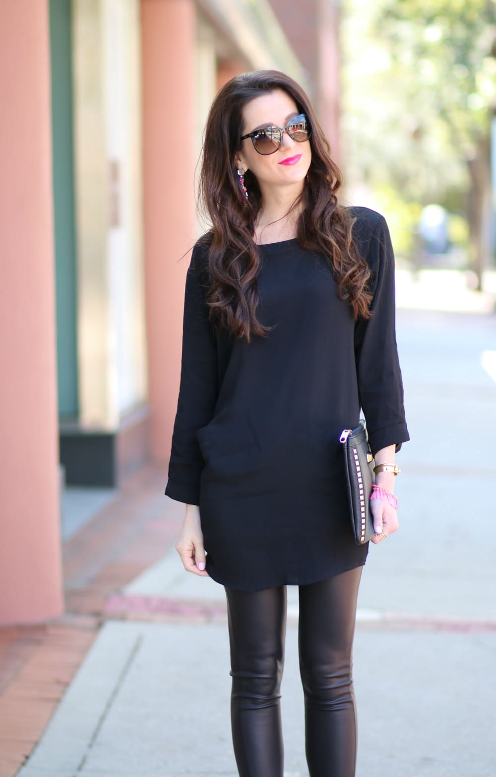 How to wear leather leggings casually by southern fashion blogger Stephanie Ziajka from Diary of a Debutante