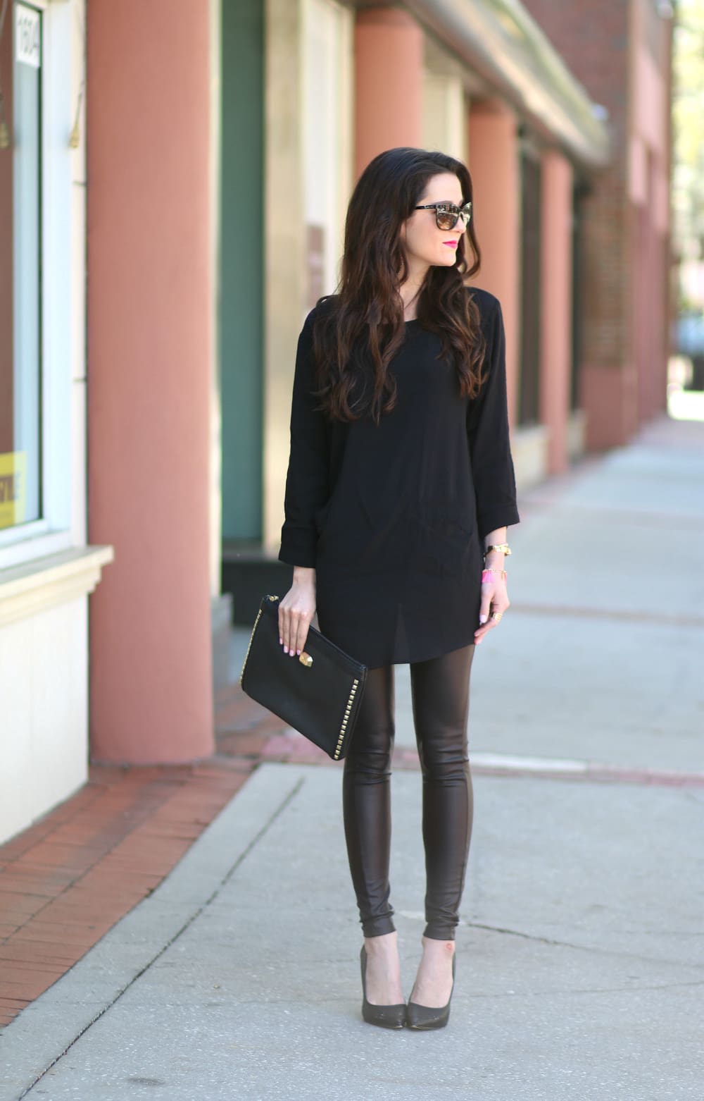 How to wear leather leggings casually by southern fashion blogger Stephanie Ziajka from Diary of a Debutante