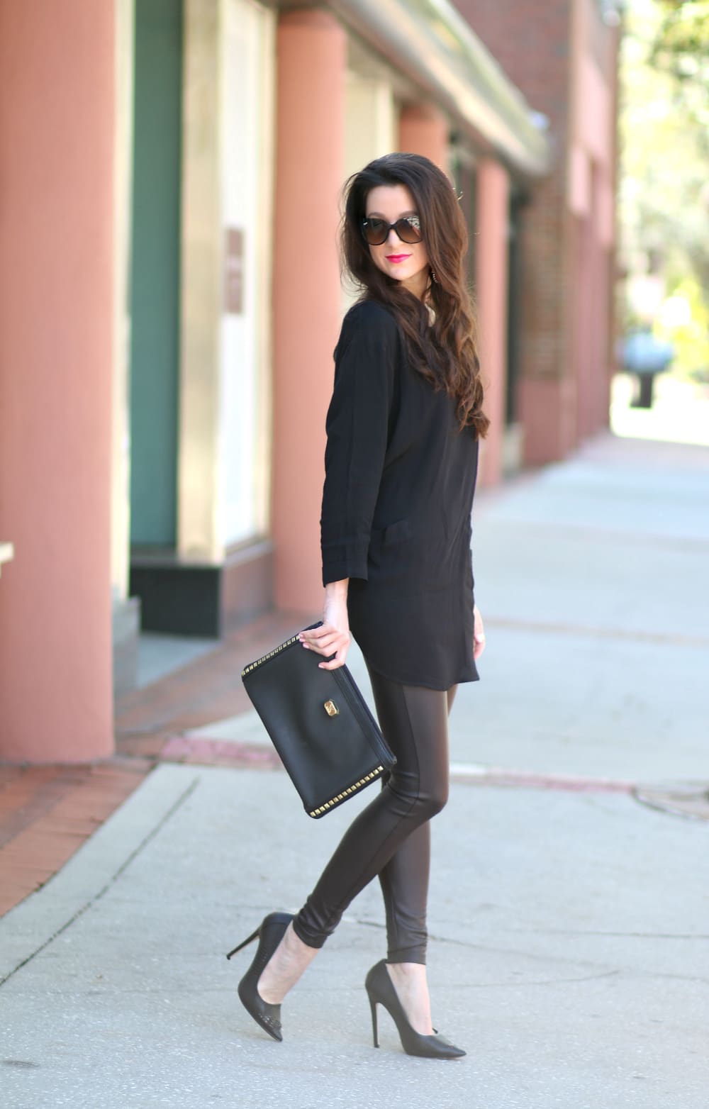 How to wear leather leggings casually by southern fashion blogger Stephanie Ziajka from Diary of a Debutante