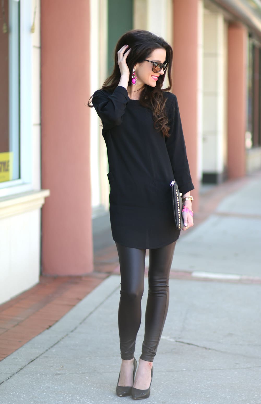 How to wear leather leggings casually by southern fashion blogger Stephanie Ziajka from Diary of a Debutante