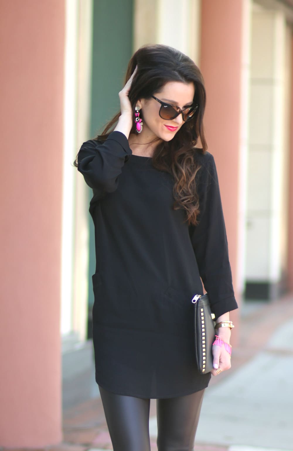 How to wear leather leggings casually by southern fashion blogger Stephanie Ziajka from Diary of a Debutante