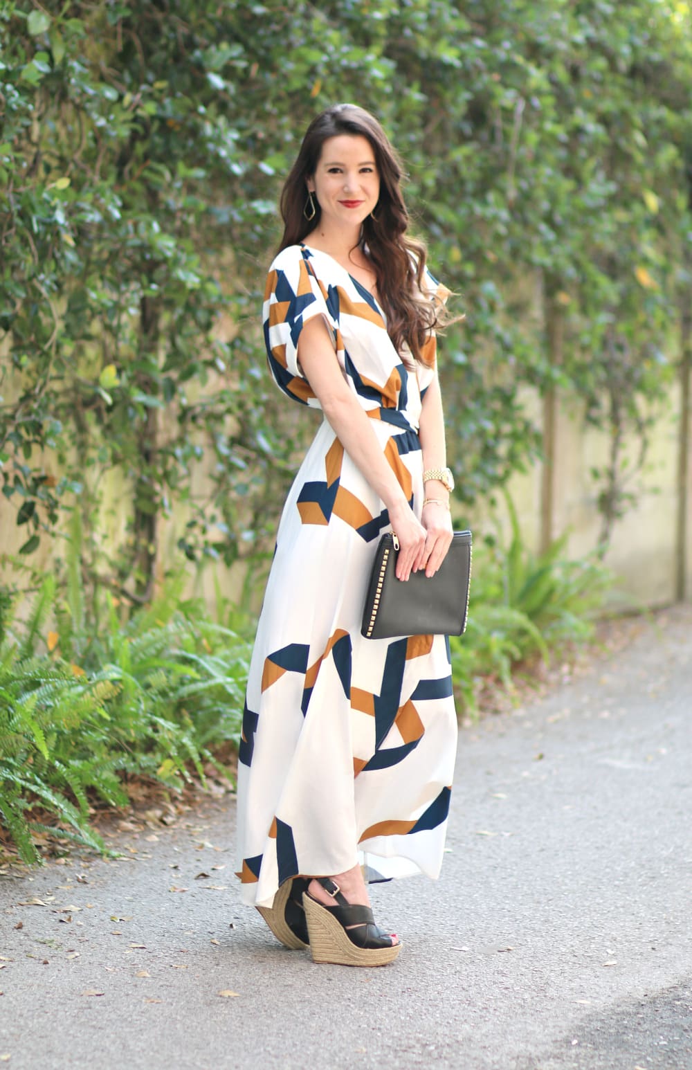 White Short Sleeve Geo Maxi Dress, White Geo Print Maxi Dress, SheInside Maxi Dress, Split Maxi Dress, Stephanie Ziajka, Diary of a Debutante