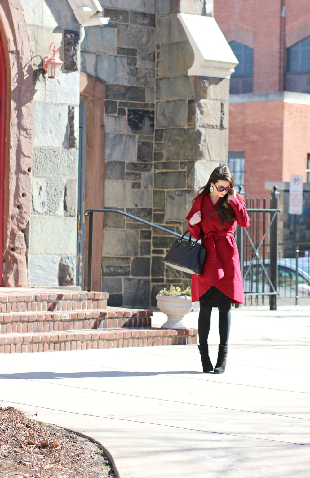Burgundy Ruffle Coat, SheIn Coat, Inexpensive Burgundy Coat, Vera Bradley satchel, Stephanie Ziajka, Diary of a Debutante