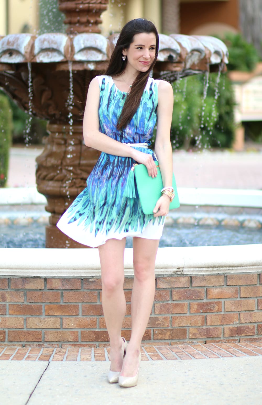 Feather Print Dress, Iridescent Print Dress, Mardi Gras Dress, St. Patrick's Day Dress, Cheap Cocktail Dress, Stephanie Ziajka, Diary of a Debutante