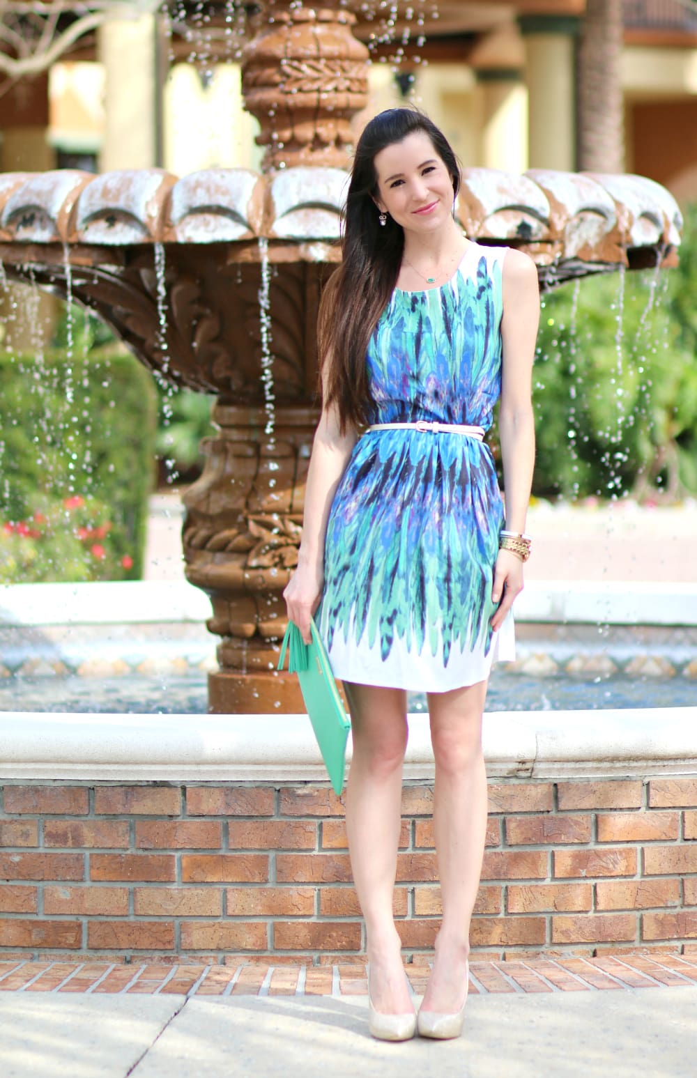 Feather Print Dress, Iridescent Print Dress, Mardi Gras Dress, St. Patrick's Day Dress, Cheap Cocktail Dress, Stephanie Ziajka, Diary of a Debutante