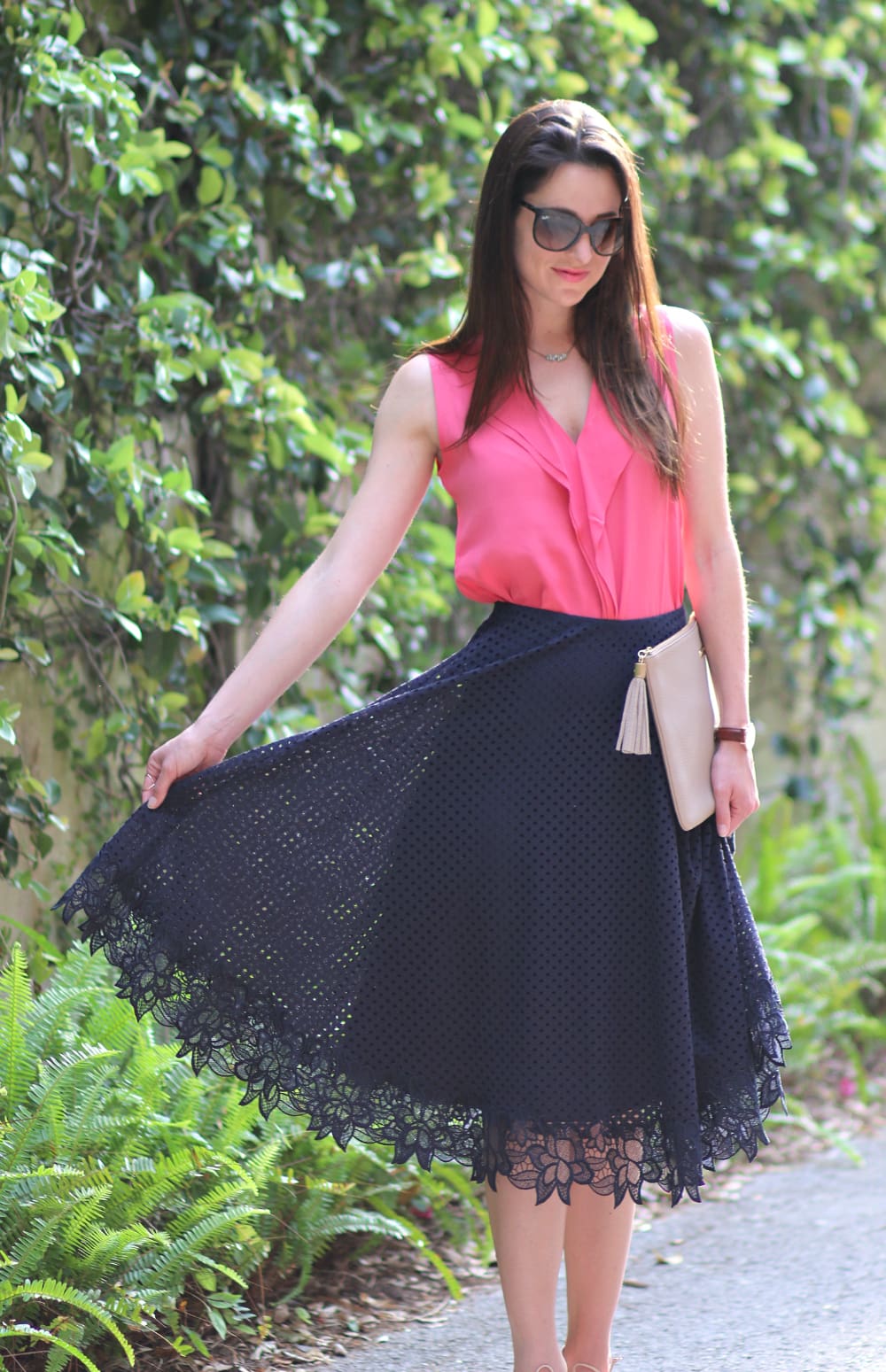 Ann Taylor Skirt, Floral Lace Midi Skirt, Lace Midi Skirt, Lace Swing Skirt, Spring Outfit, Stephanie Ziajka, Diary of a Debutante