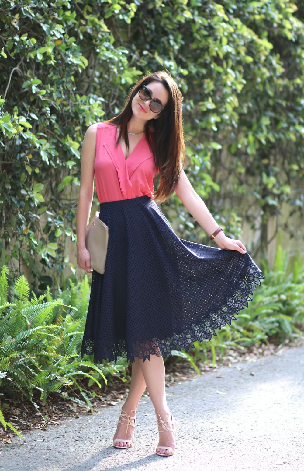 Ann Taylor Skirt, Floral Lace Midi Skirt, Lace Midi Skirt, Lace Swing Skirt, Spring Outfit, Stephanie Ziajka, Diary of a Debutante