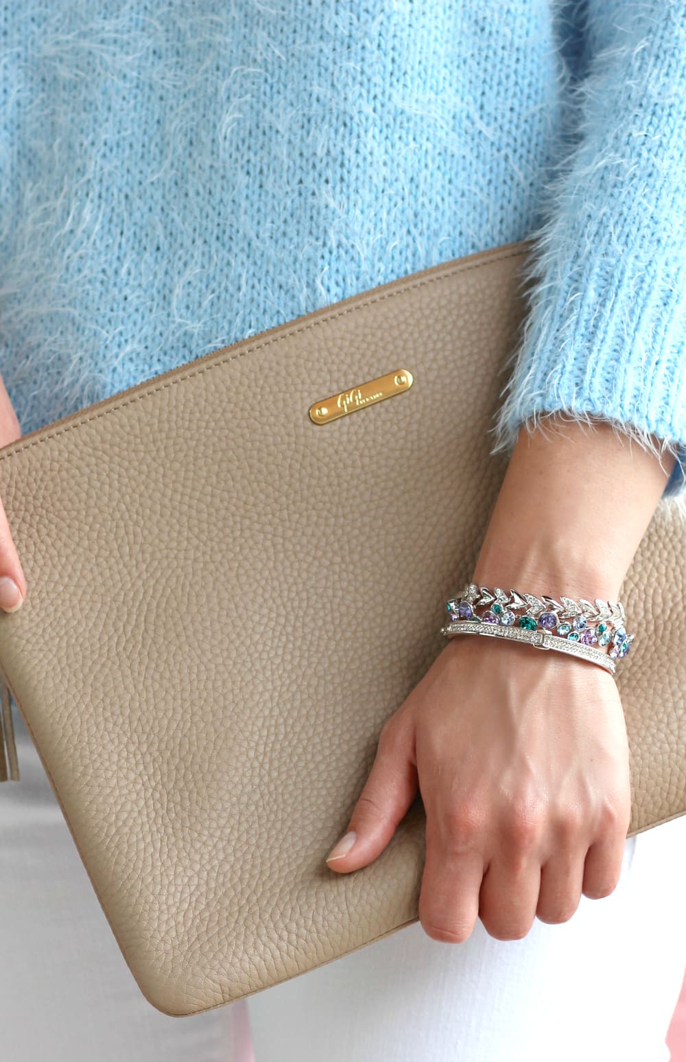 Periwinkle Sweater, Bejeweled Sweater, Baby Blue Sweater, PAIRIE Jewelry, Blue Jewelry, Jewelry Giveaway, Giveaway, Stephanie Ziajka, Diary of a Debutante