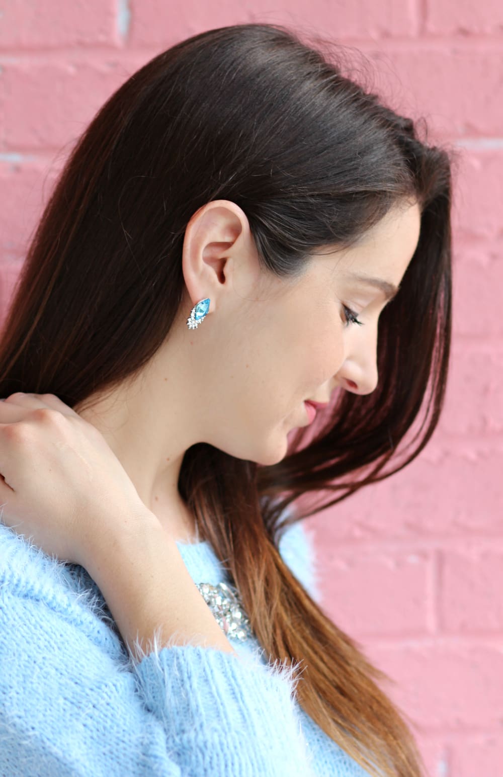 Periwinkle Sweater, Bejeweled Sweater, Baby Blue Sweater, PAIRIE Jewelry, Blue Jewelry, Jewelry Giveaway, Giveaway, Stephanie Ziajka, Diary of a Debutante