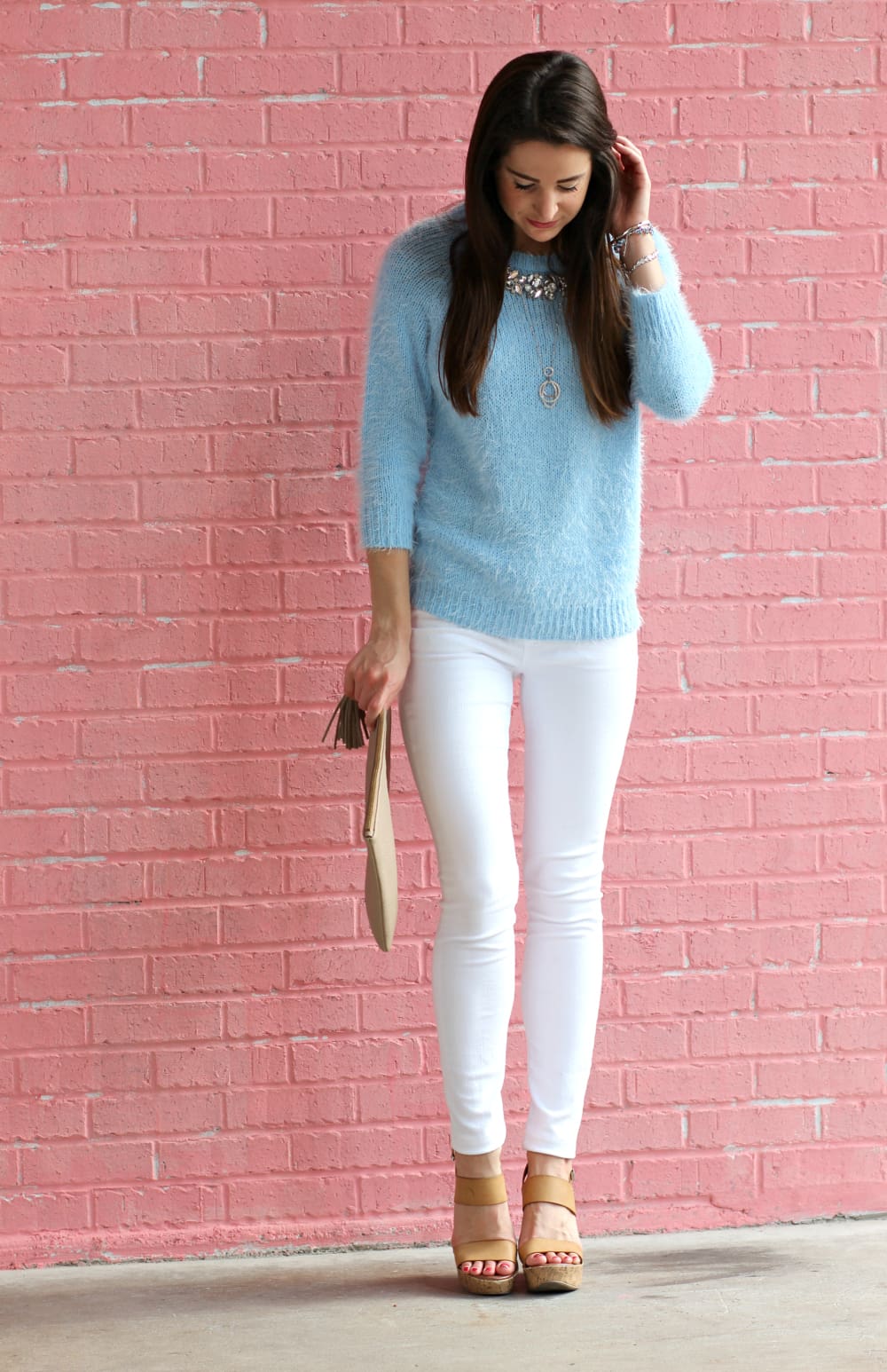 Periwinkle Sweater, Bejeweled Sweater, Baby Blue Sweater, PAIRIE Jewelry, Blue Jewelry, Jewelry Giveaway, Giveaway, Stephanie Ziajka, Diary of a Debutante