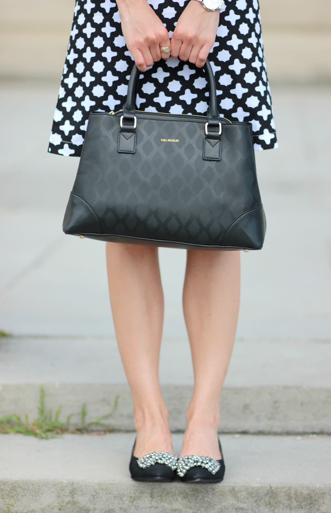Brit Rose black and white ruffle dress for brunch at The Breakers in Newport, Rhode Island