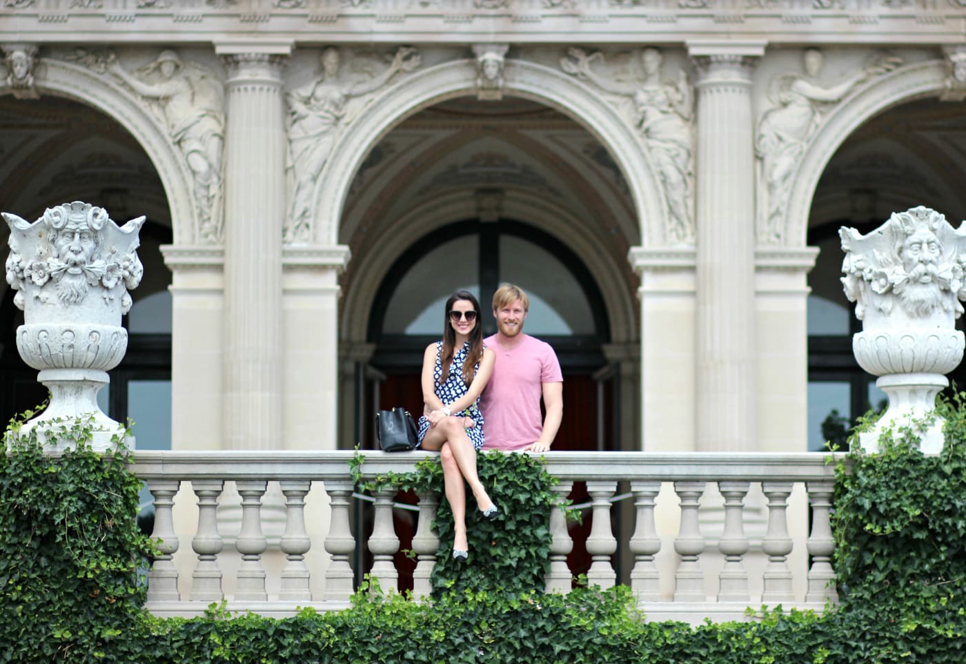 Brit Rose black and white ruffle dress for brunch at The Breakers in Newport, Rhode Island