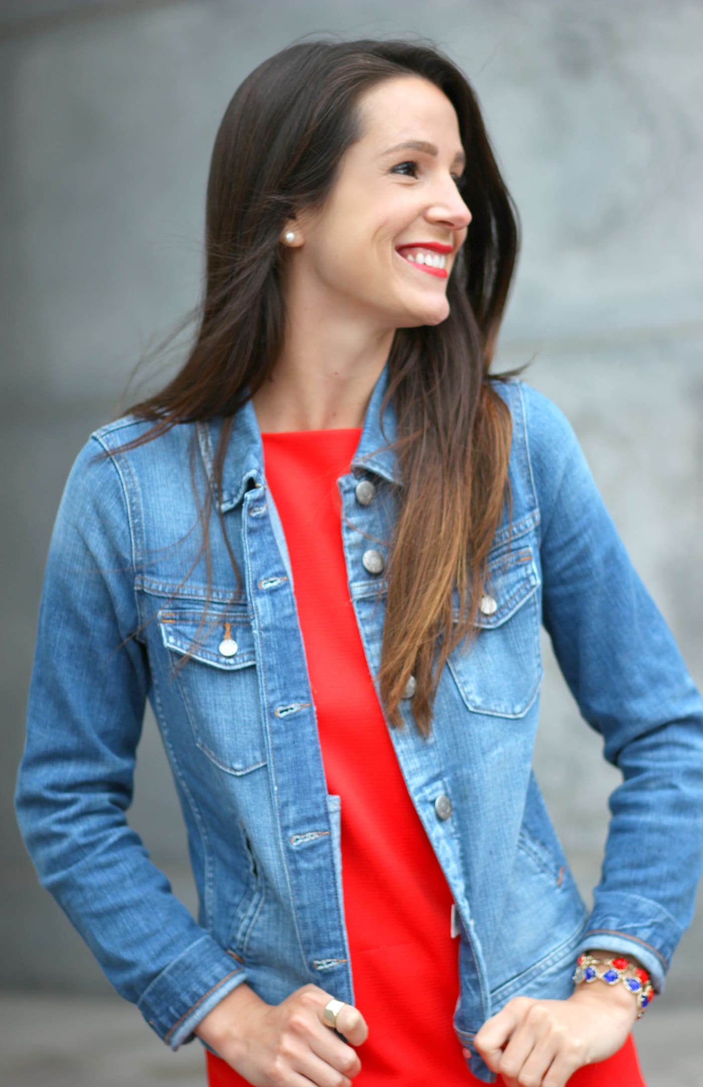 Wearing a J. Crew Factory light wash denim jacket while exploring Boston, Massachusetts