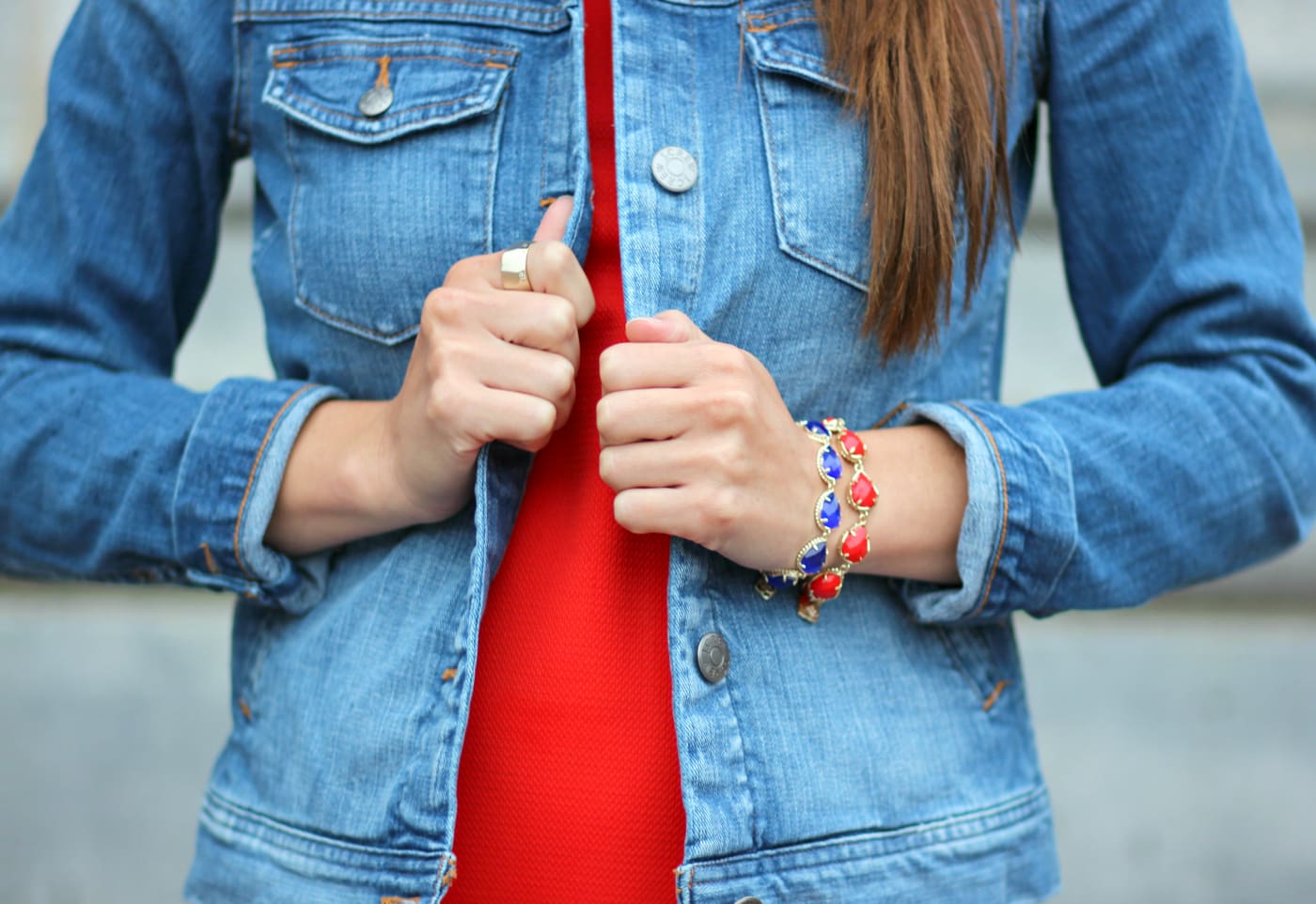 Wearing a J. Crew Factory light wash denim jacket while exploring Boston, Massachusetts