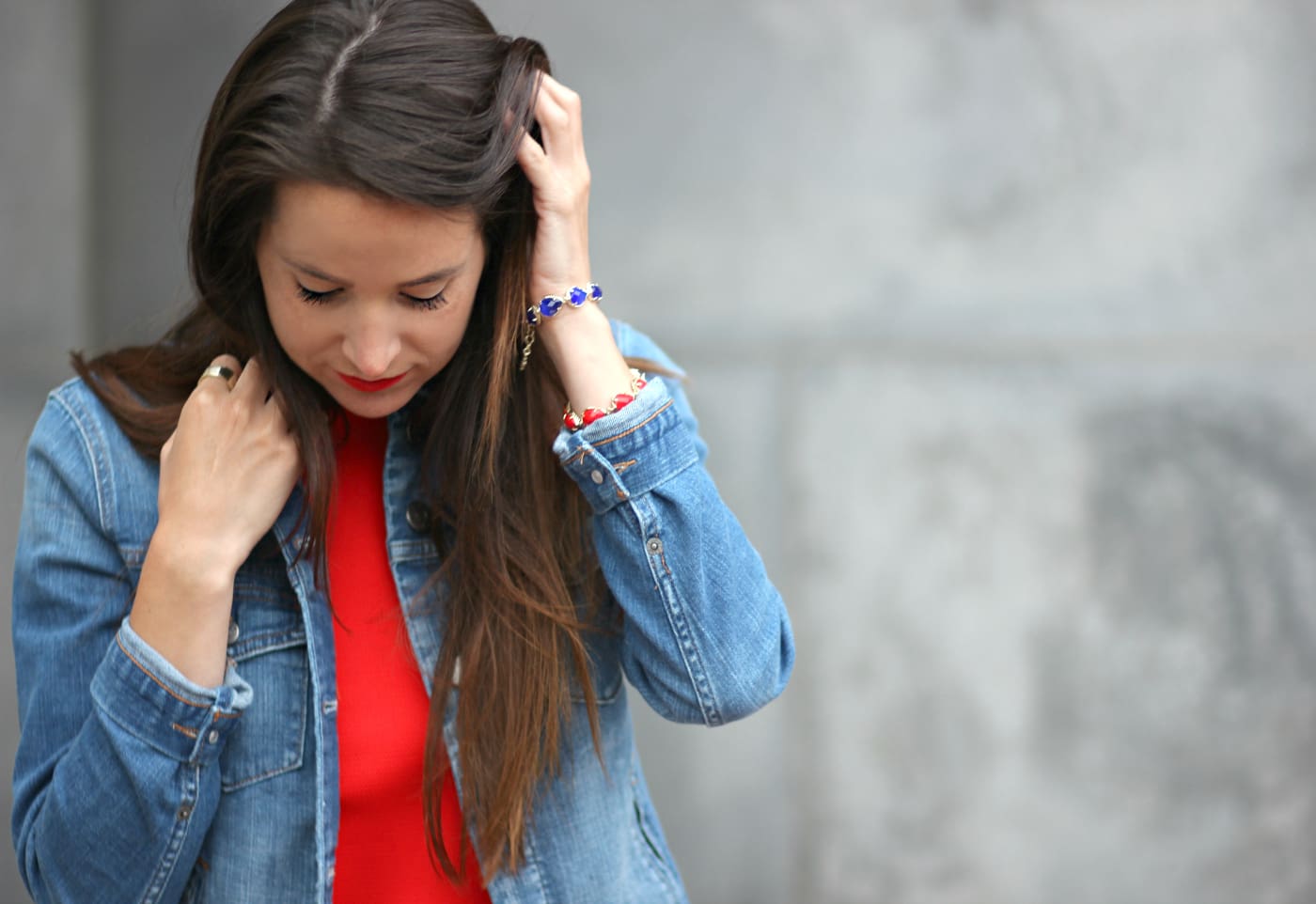 Wearing a J. Crew Factory light wash denim jacket while exploring Boston, Massachusetts
