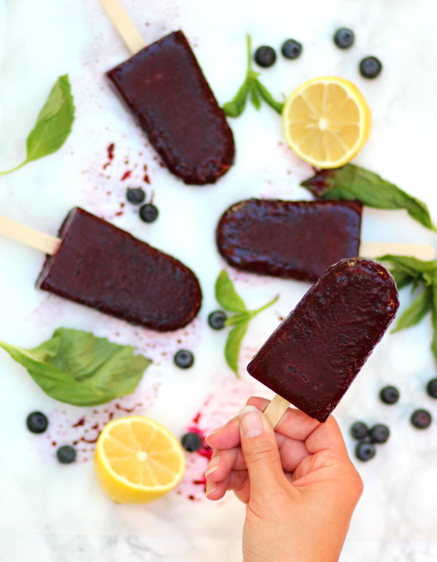 Maine Blueberry Basil Popsicles
