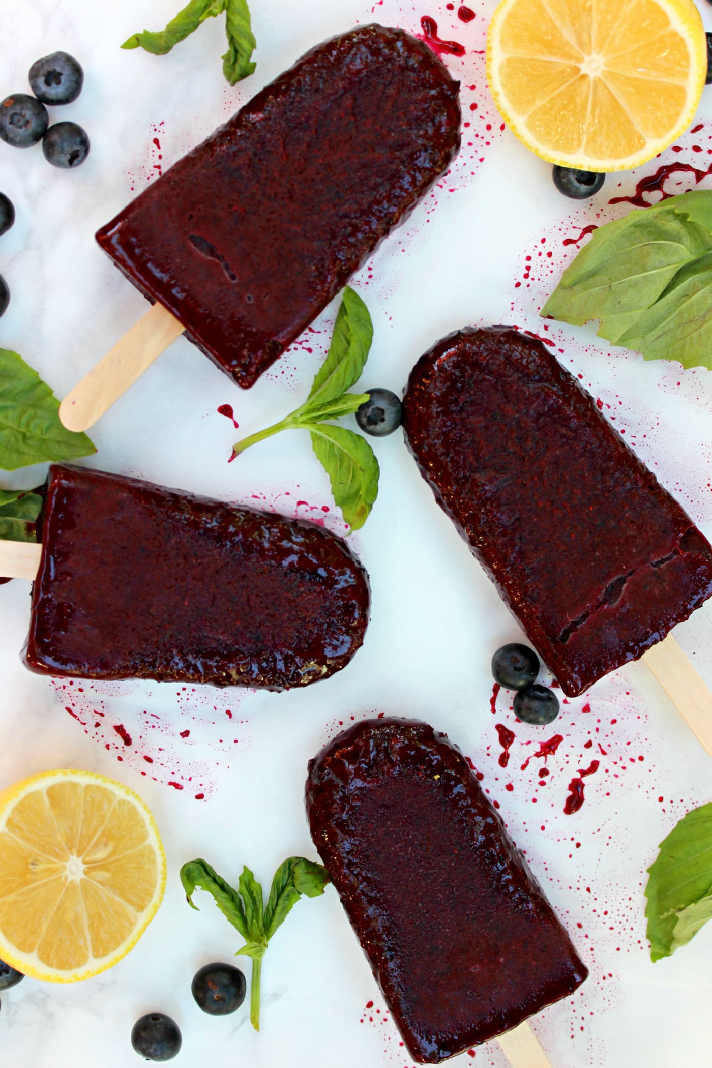 Maine Blueberry Basil Popsicles
