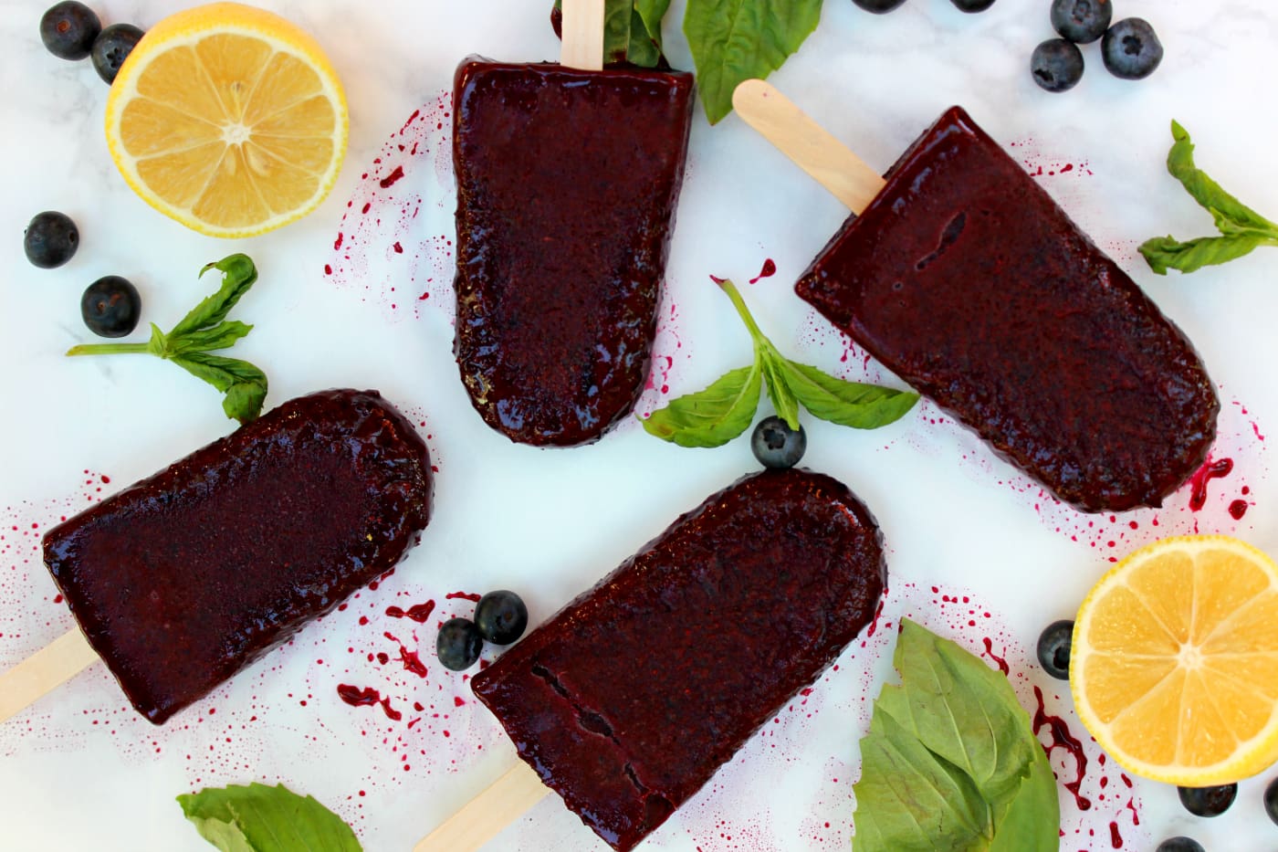 Maine Blueberry Basil Popsicles