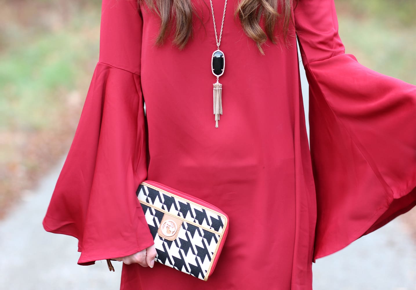SheIn Dark Red Bell Sleeve Shift Dress