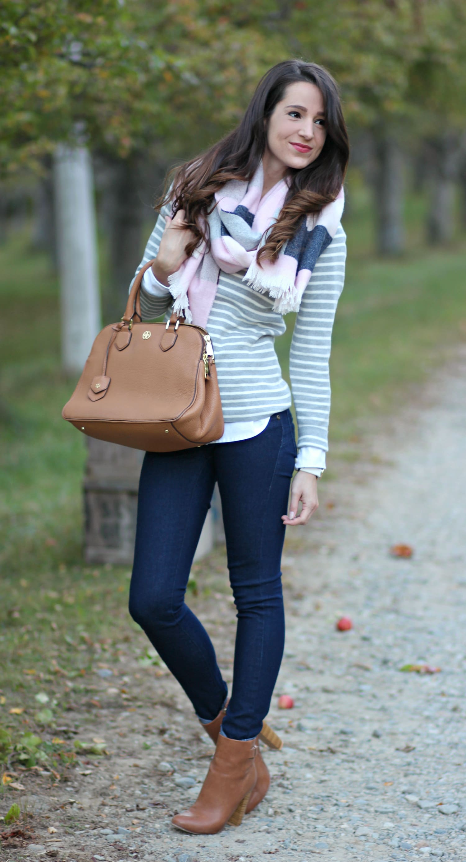 This cozy Breast Cancer Awareness striped blanket scarf from Talbots is as fabulous as it is philanthropic! 20% of net proceeds will benefit the NBCF. 