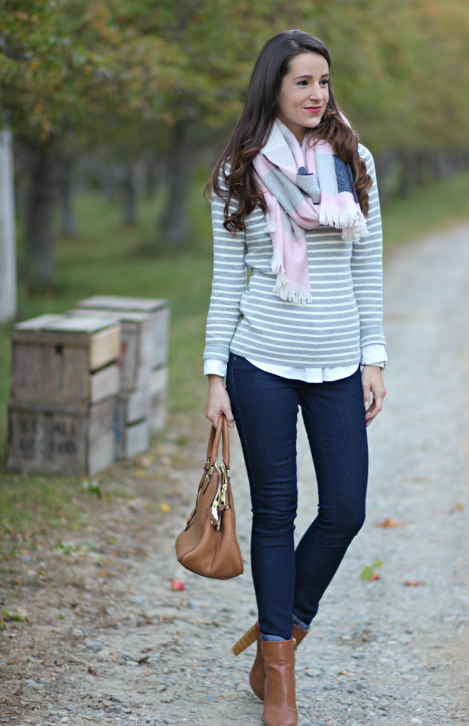 This cozy Breast Cancer Awareness striped blanket scarf from Talbots is as fabulous as it is philanthropic! 20% of net proceeds will benefit the NBCF. 