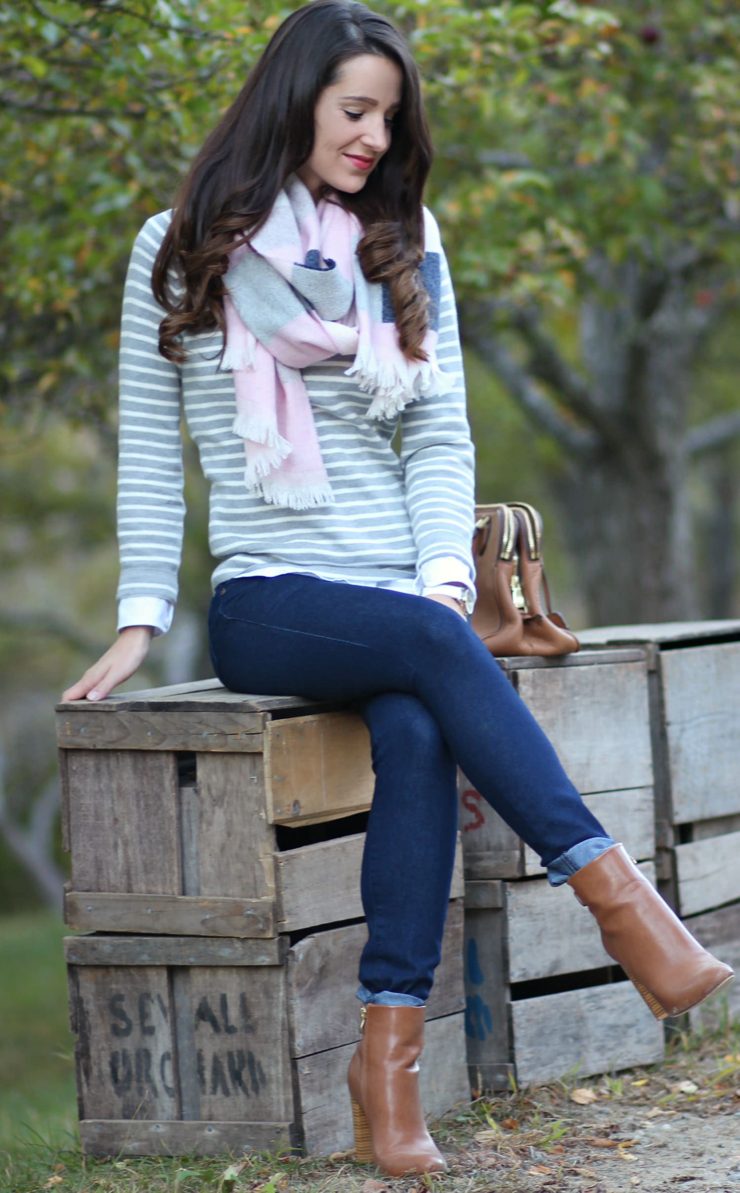 This cozy Breast Cancer Awareness striped blanket scarf from Talbots is as fabulous as it is philanthropic! 20% of net proceeds will benefit the NBCF.