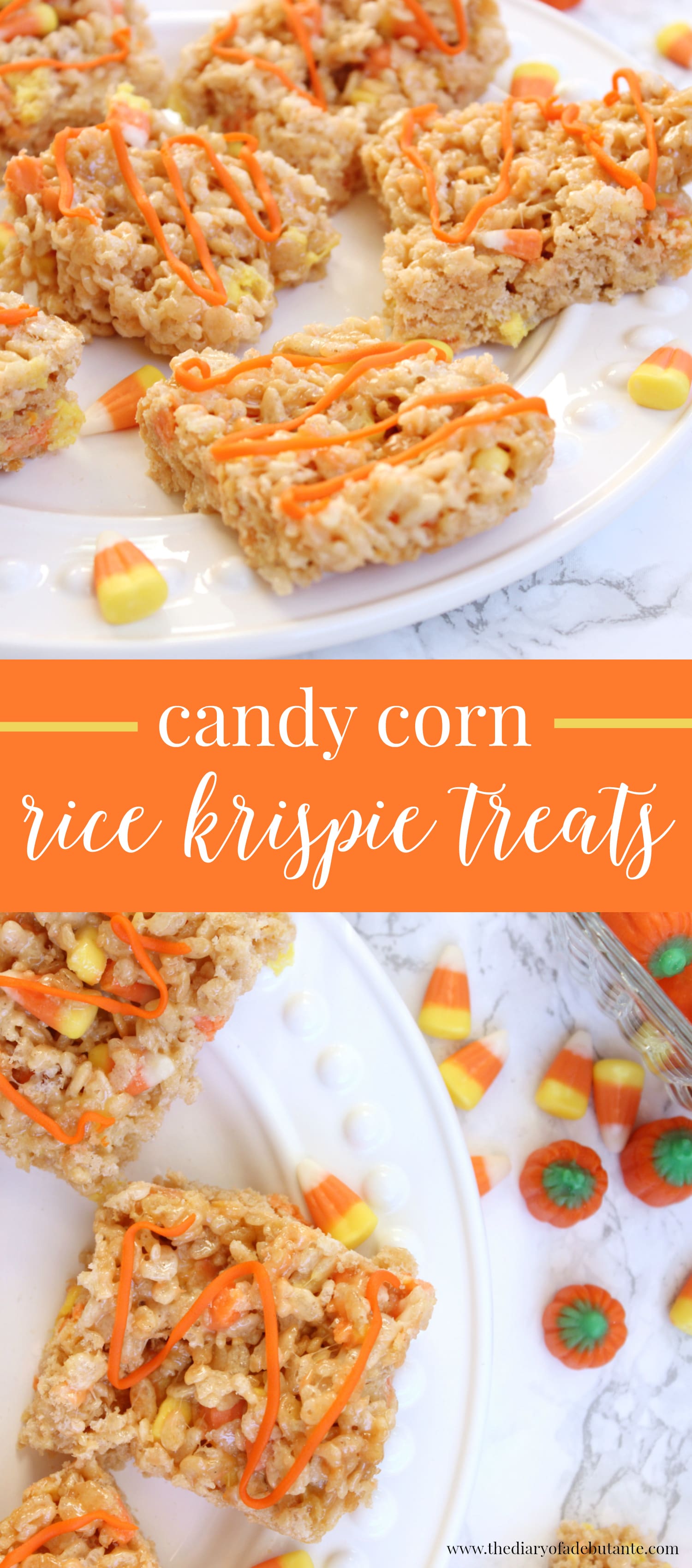 Candy corn rice krispies make a fun, simple, and delicious Halloween snack