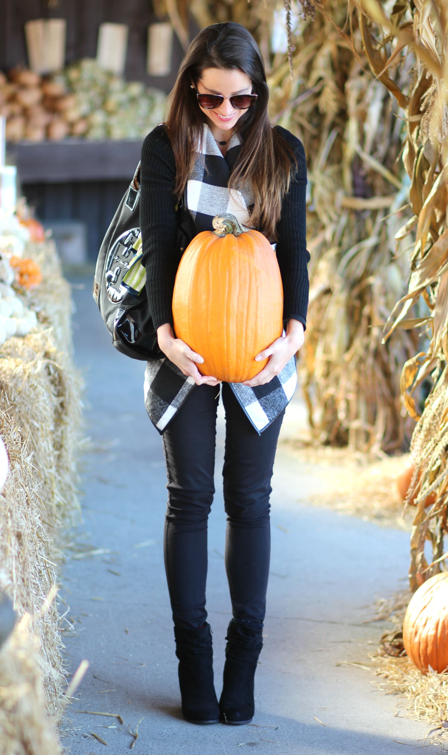 Affordable black and white plaid wrap coat from SheIn