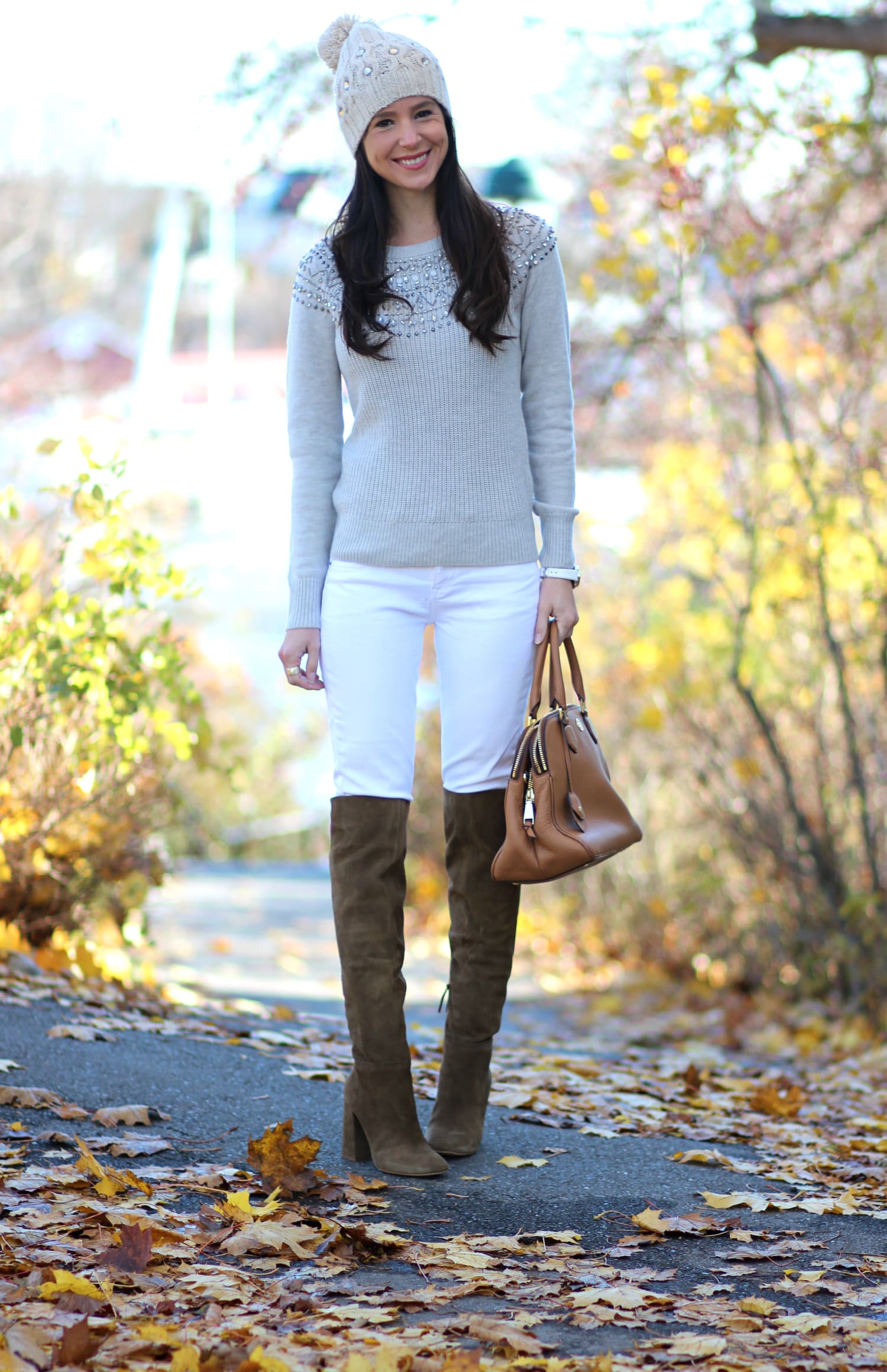Festive and classy sweater outfit from Banana Republic
