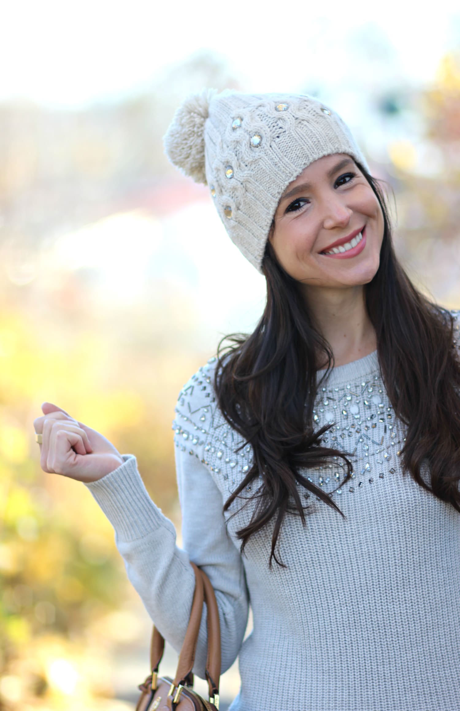 Festive and classy sweater outfit from Banana Republic
