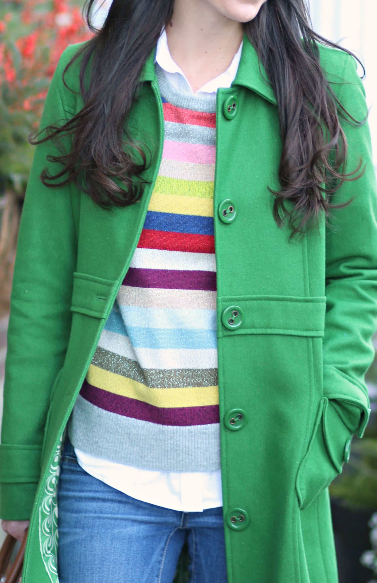 Crazy stripe GAP sweater plus 5 winter hair hacks every girl should know