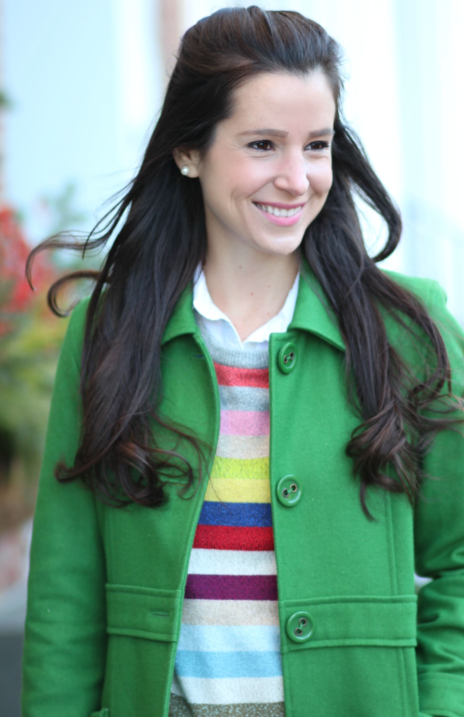Crazy stripe GAP sweater plus 5 winter hair hacks every girl should know