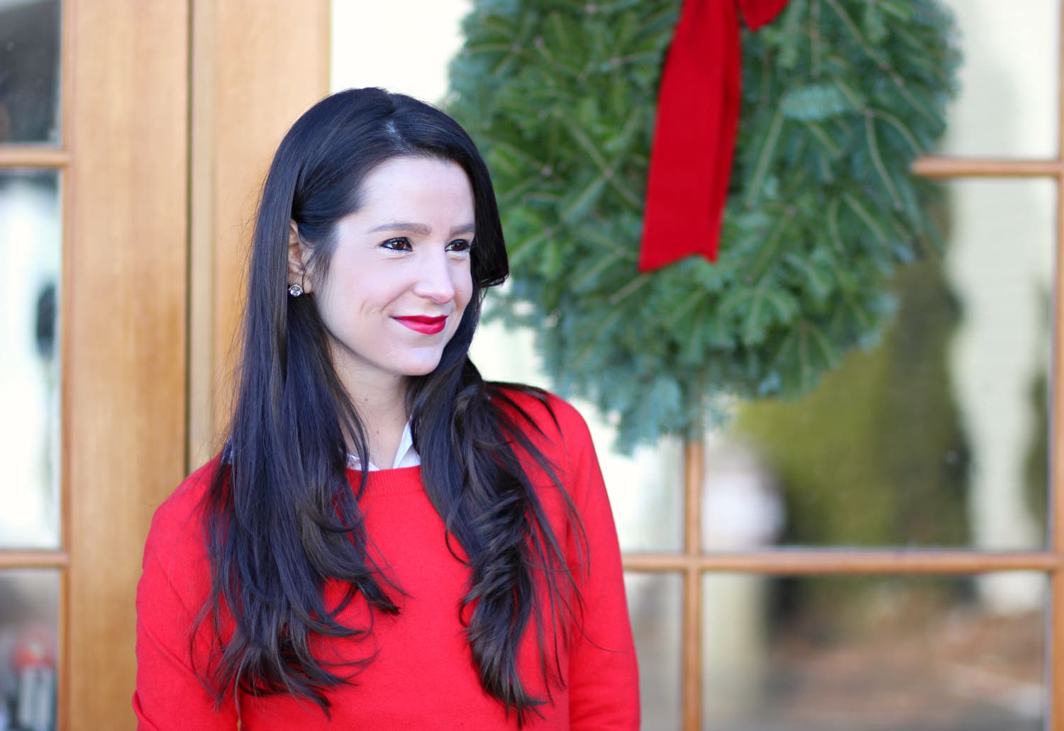 J.Crew Factory Tartan Mini Skirt and Red Teddie Sweater