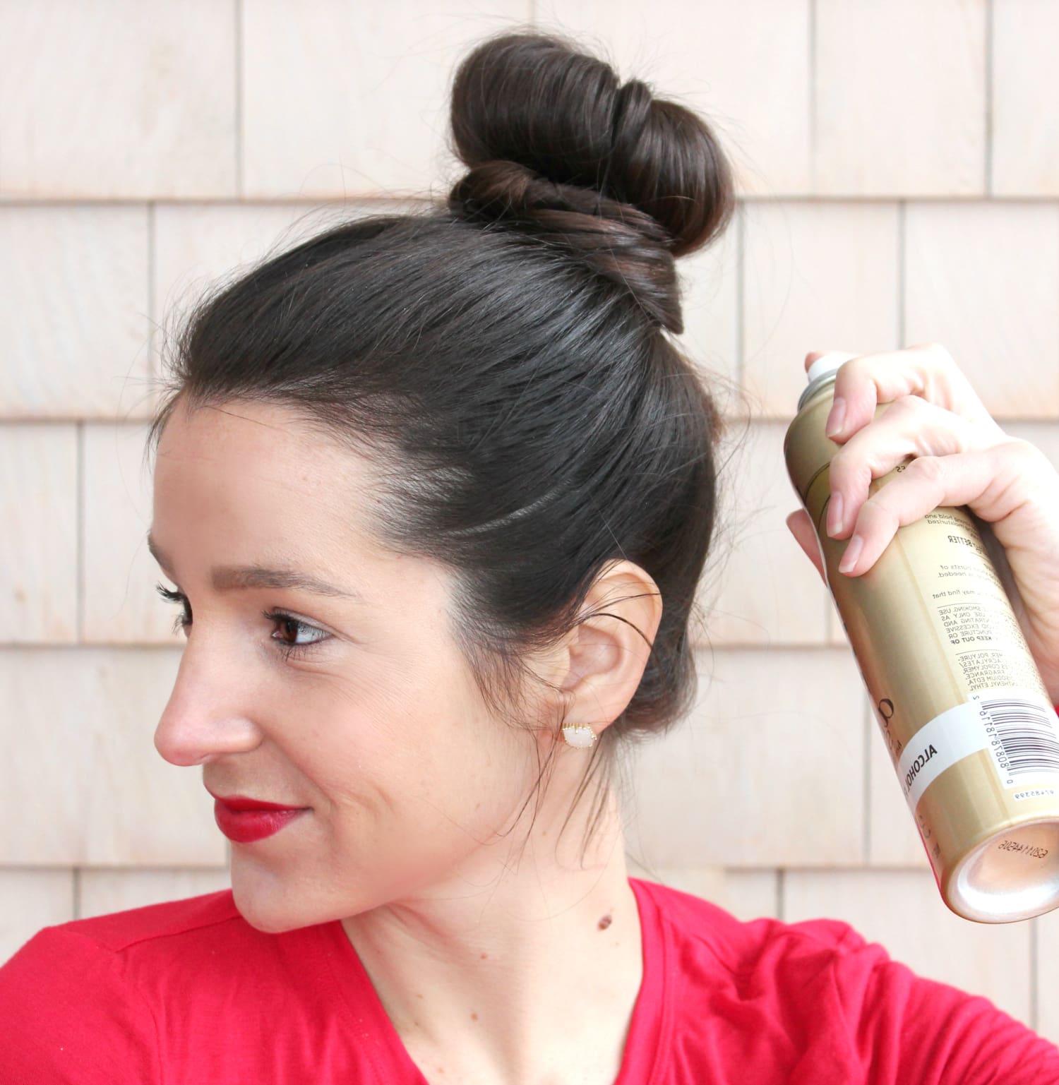 Easy sleek high sock bun tutorial with a 1907 by Fromm Glosser Paddle Brush