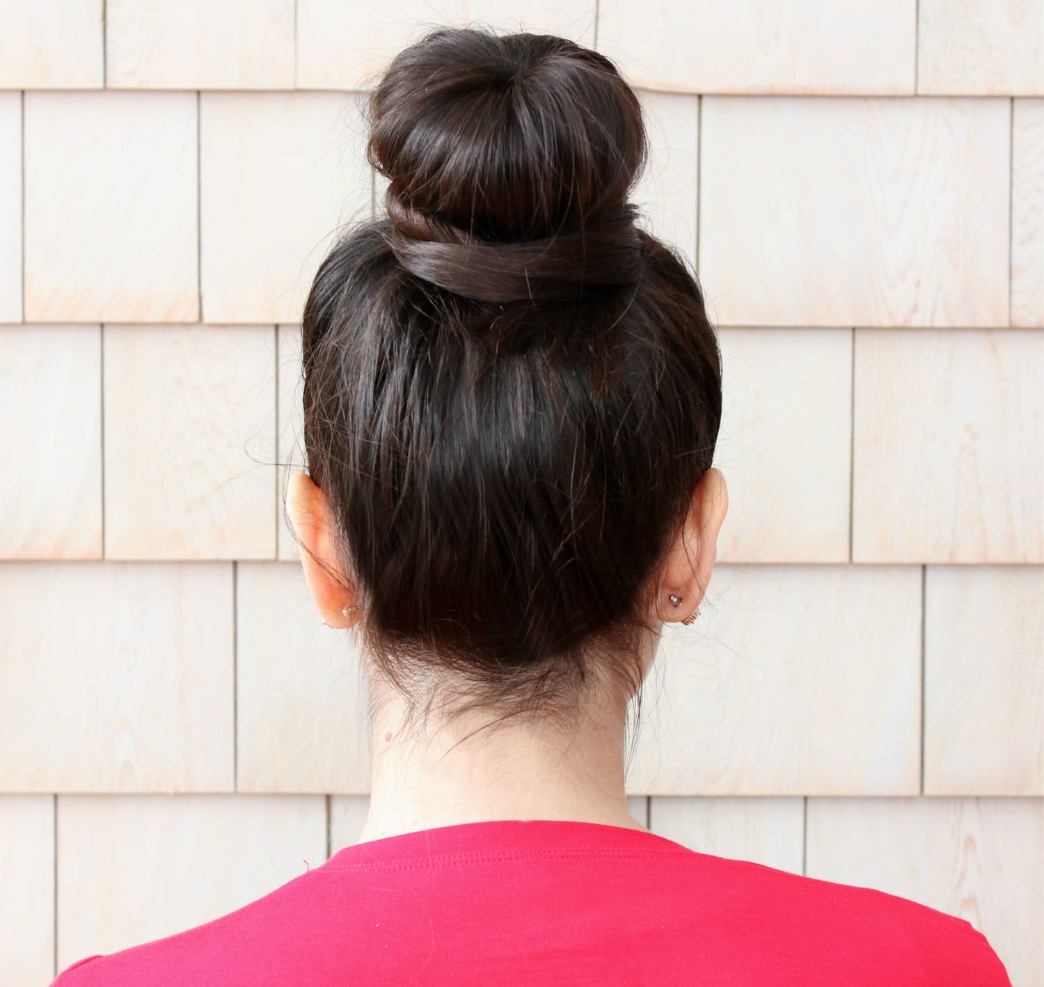 Easy sleek high sock bun tutorial with a 1907 by Fromm Glosser Paddle Brush