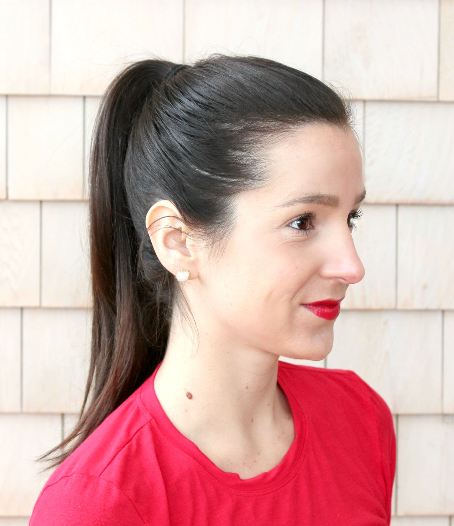 Easy sleek high sock bun tutorial with a 1907 by Fromm Glosser Paddle Brush