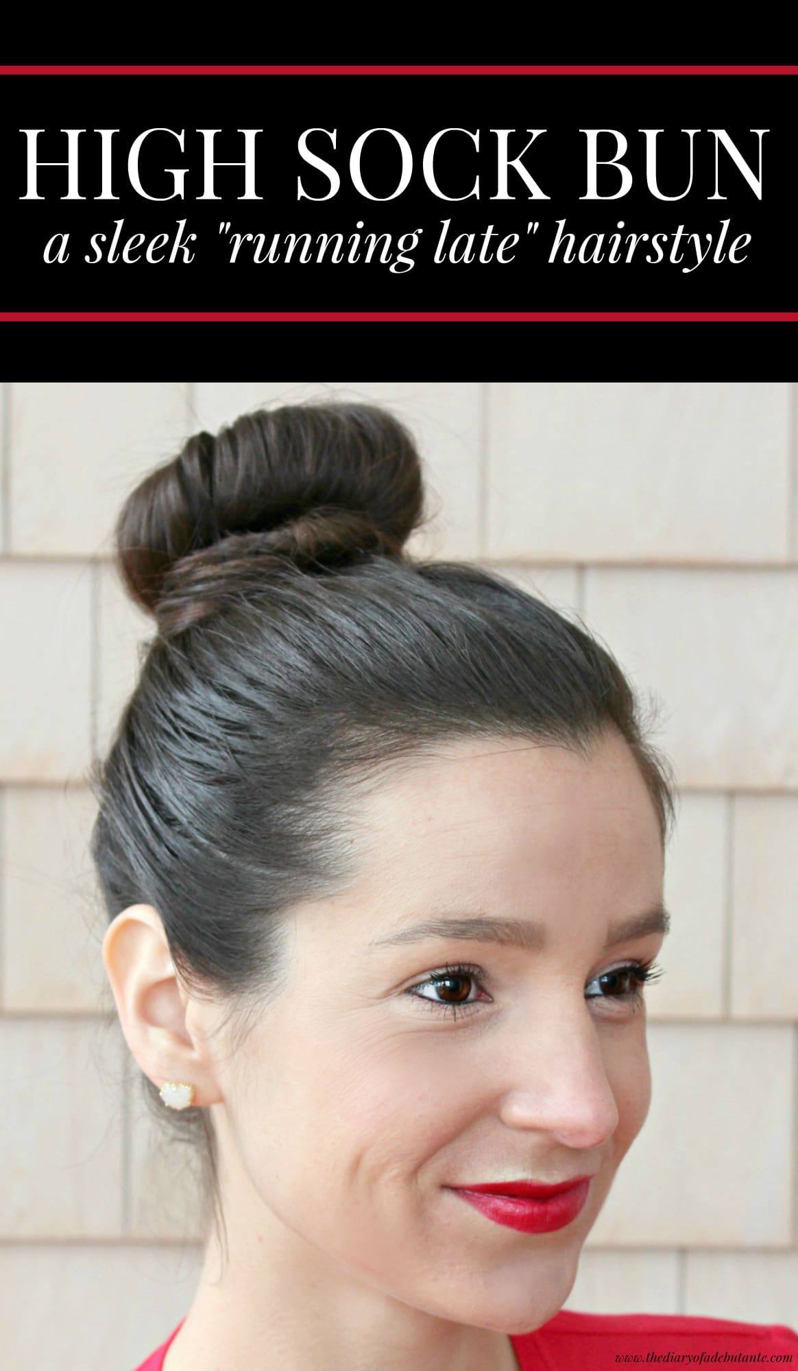 Easy sleek high sock bun tutorial with a 1907 by Fromm Glosser Paddle Brush