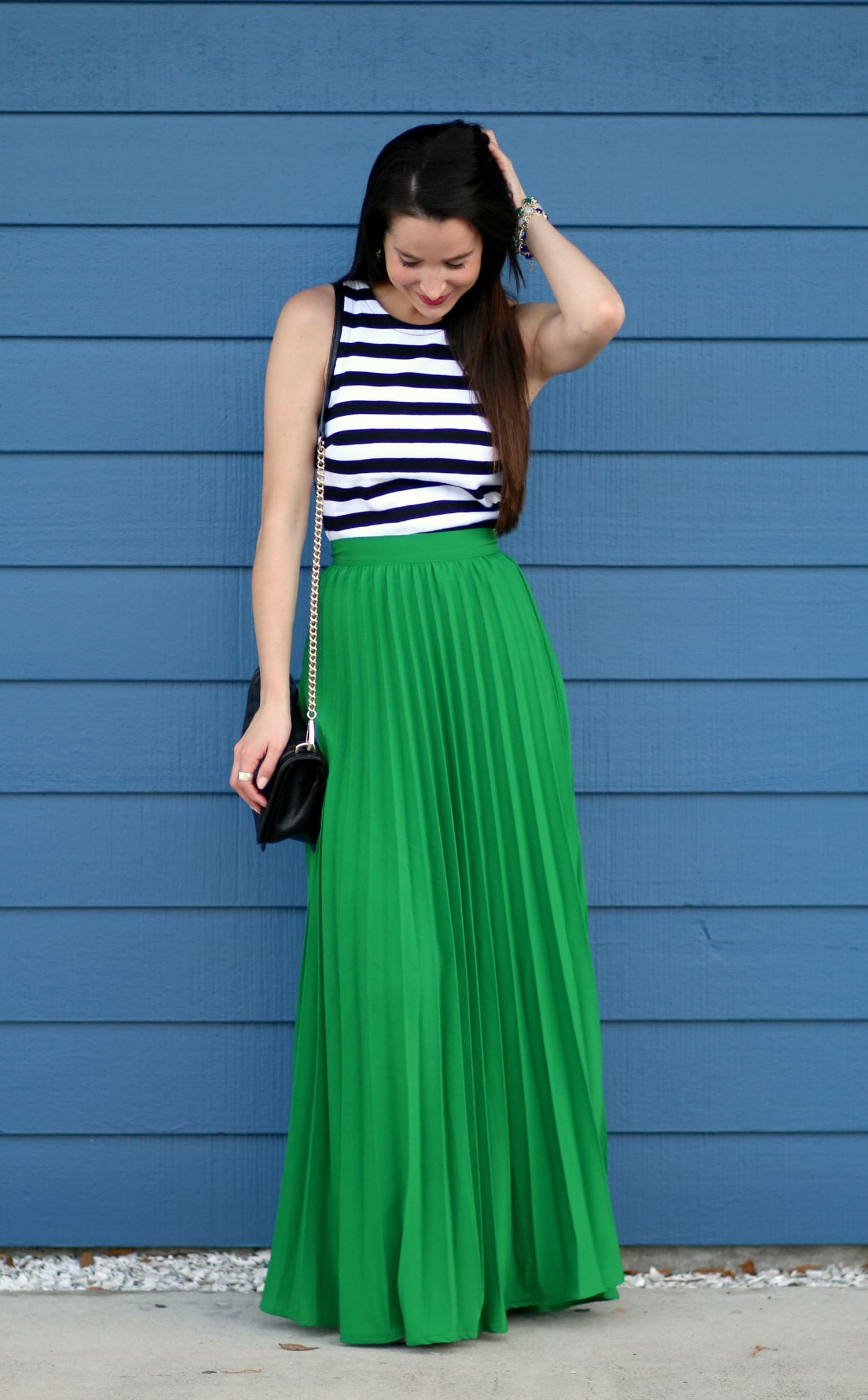 Pleated green maxi skirt from SheIn