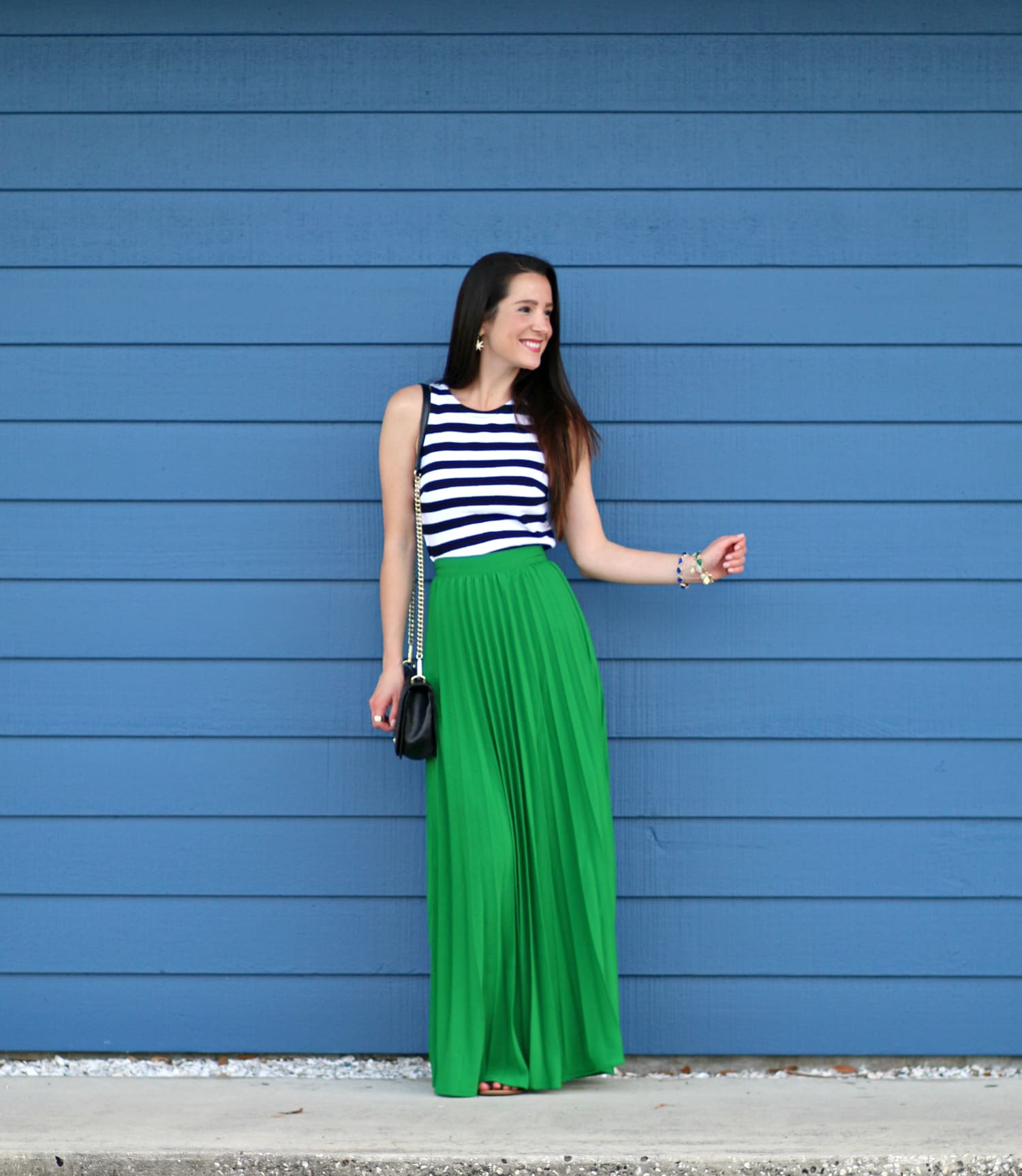 Pleated green maxi skirt from SheIn