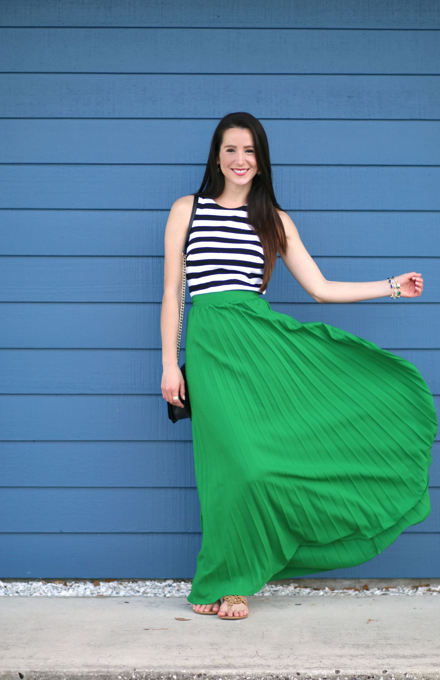 Pleated green maxi skirt from SheIn