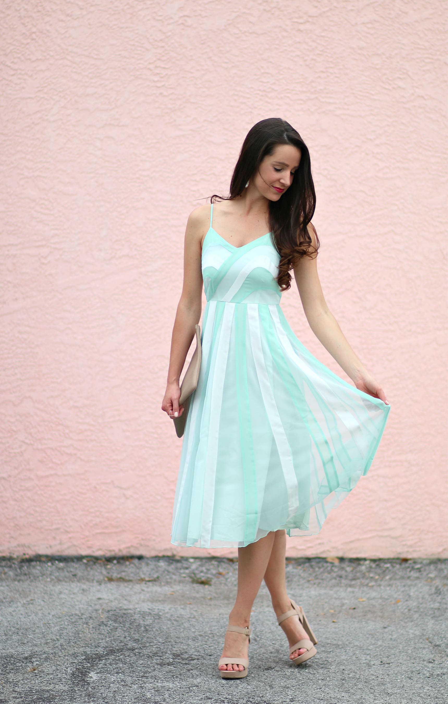 LC Lauren Conrad Spring Slip Dress in Ocean Wave