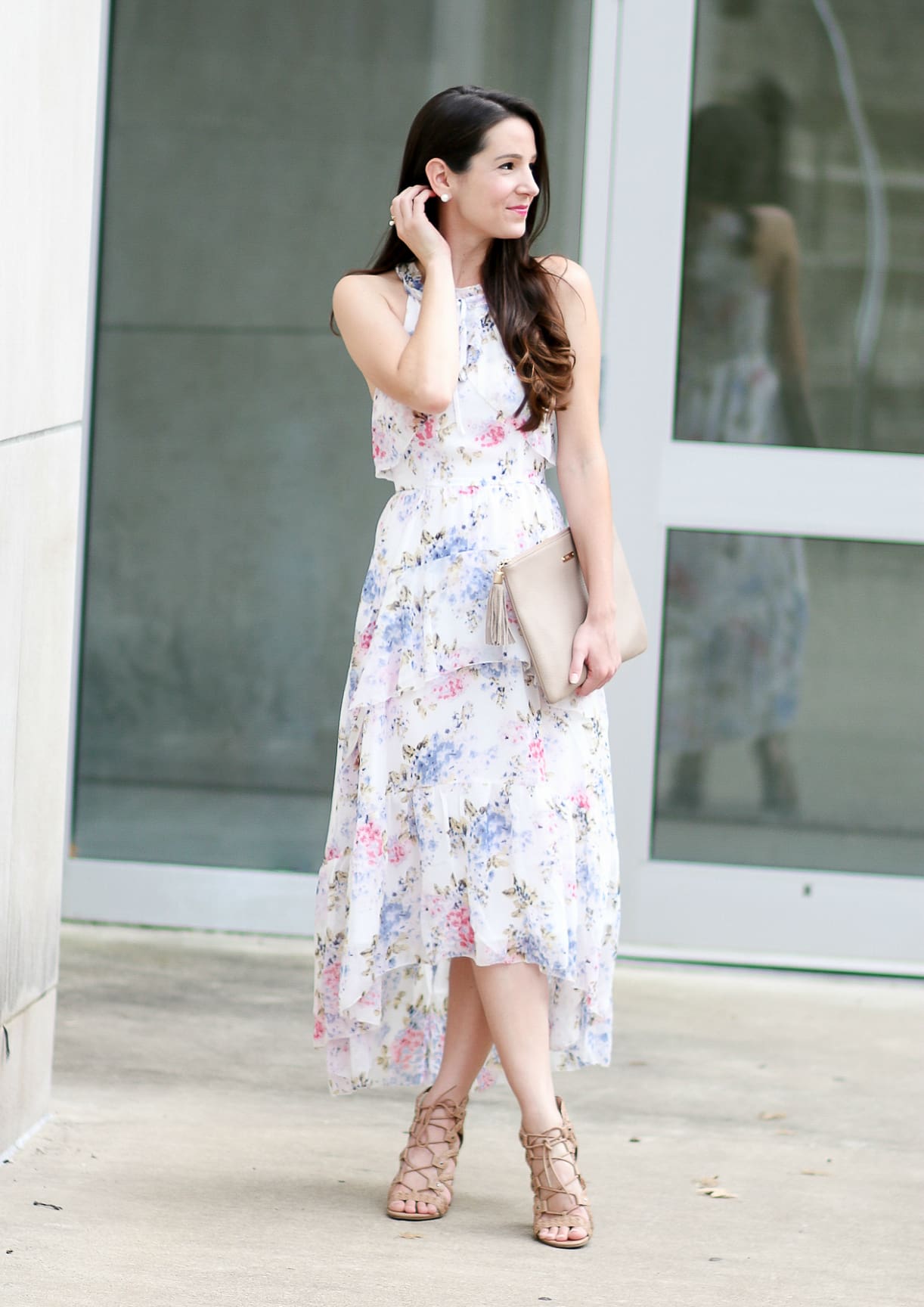 Wearing White to a Wedding: After Market Floral Chiffon Maxi Dress