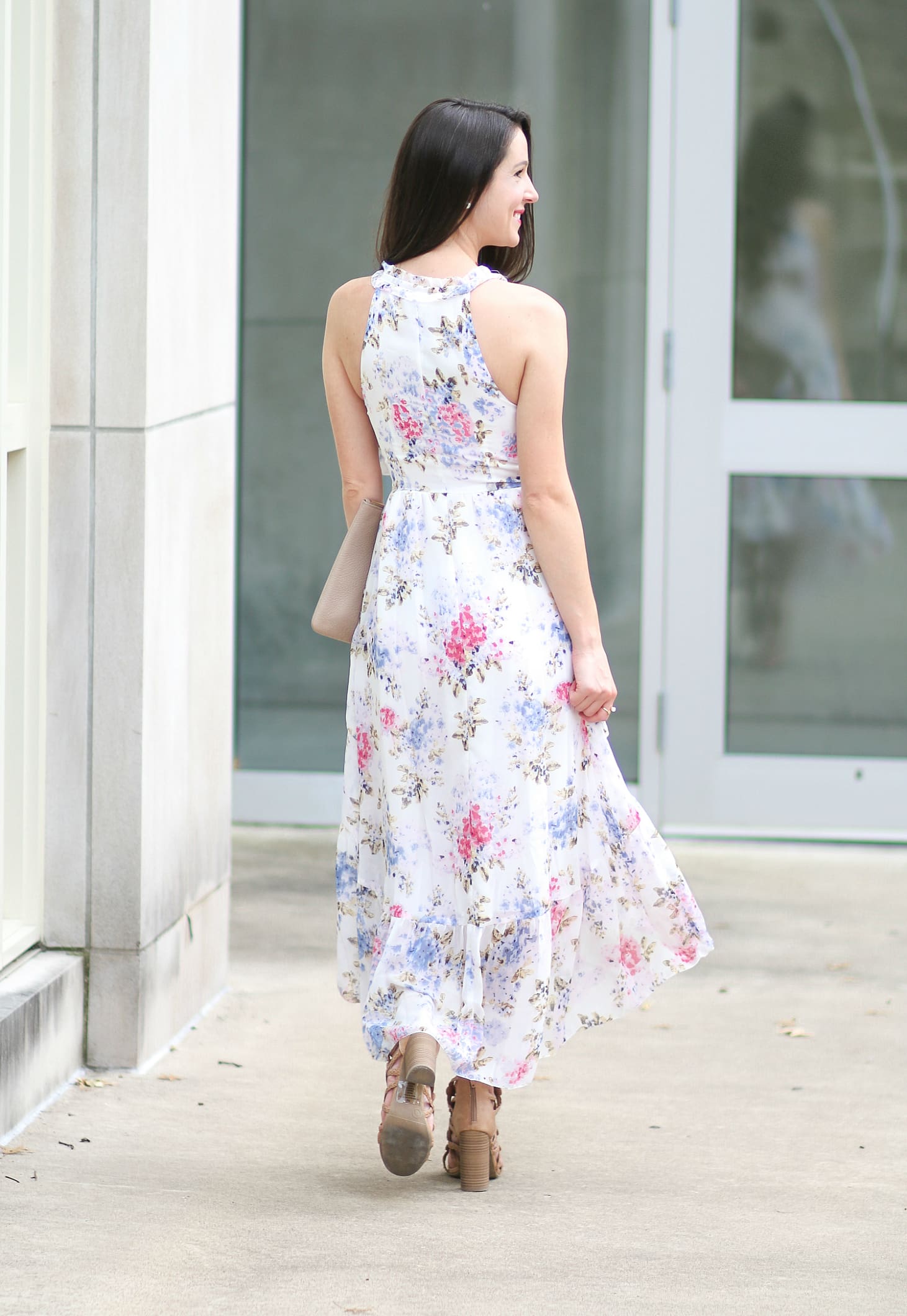 Wearing White to a Wedding: After Market Floral Chiffon Maxi Dress